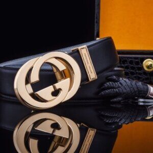 Gucci Automatic Belt Buckle [NFC] Ostrich Pattern, Top-grain Leather, Width 35mm